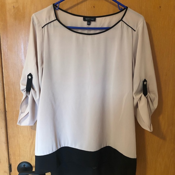 Tan and black blouse - Picture 1 of 2